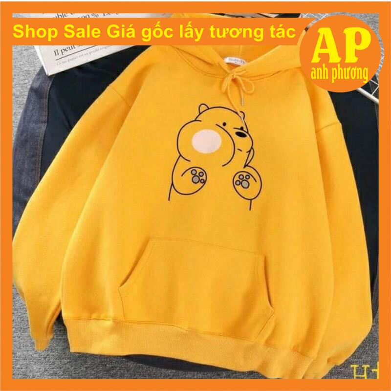 Áo hoodie basic gấu má phính Ht nỉ hodie nam nữ unisex forn thụng