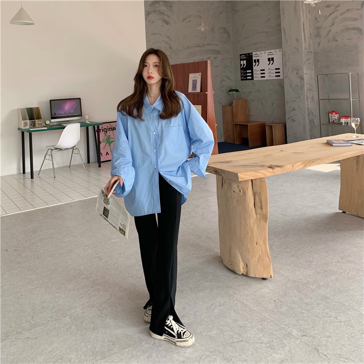 Áo sơ mi dáng rộng phong cách Hàn Quốc thời trang dành cho nữ