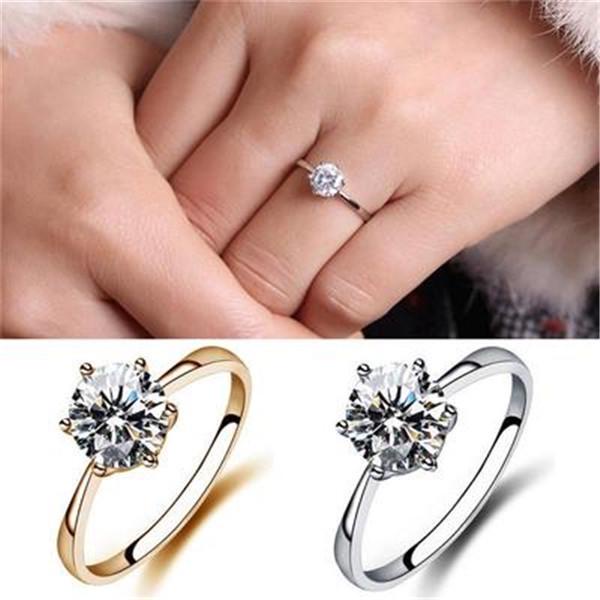 Nhẫn Đính Hôn Đính Kim Cương Nhân Tạo Sang Trọng Cho Nữ