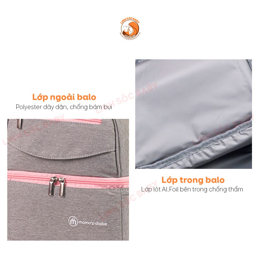 Balo bỉm sữa đa năng cao cấp Mama’s Choice, Balo giữ nhiệt bảo quản sữa mẹ