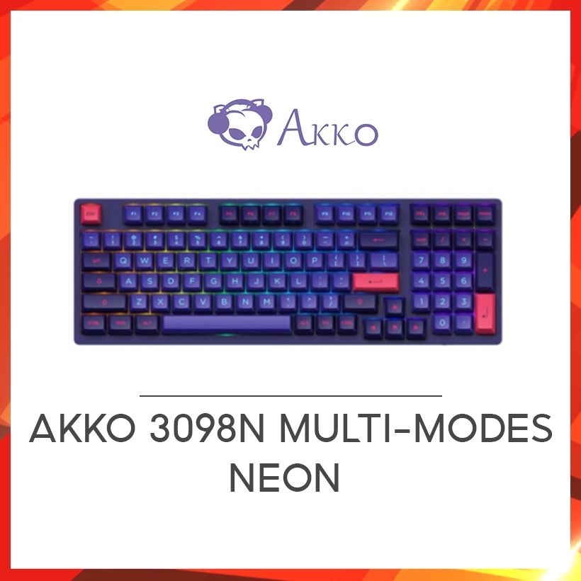 Bàn phím cơ Akko 3098B/N Multi-Modes Neon (Bluetooth 5.0/Wireless 2.4Ghz/Hotswap/Foam Tiêu Âm/Foam Đáy/TTC)