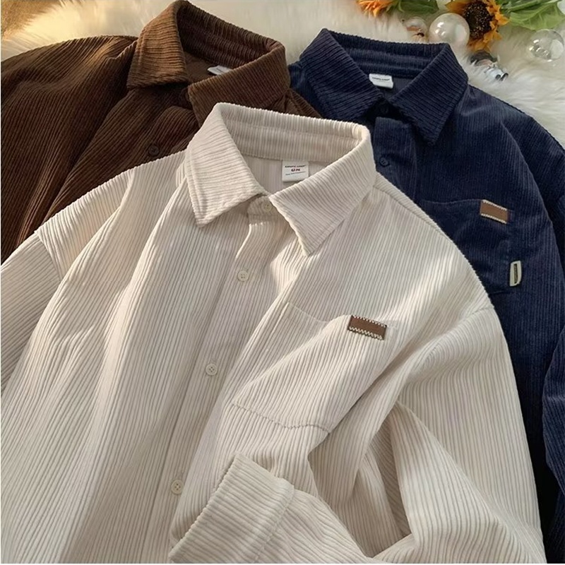 Áo Sơ Mi Nam Dài Tay Màu Nâu Phong Cách Hong Kong Trẻ Trung Cỡ M-3XL