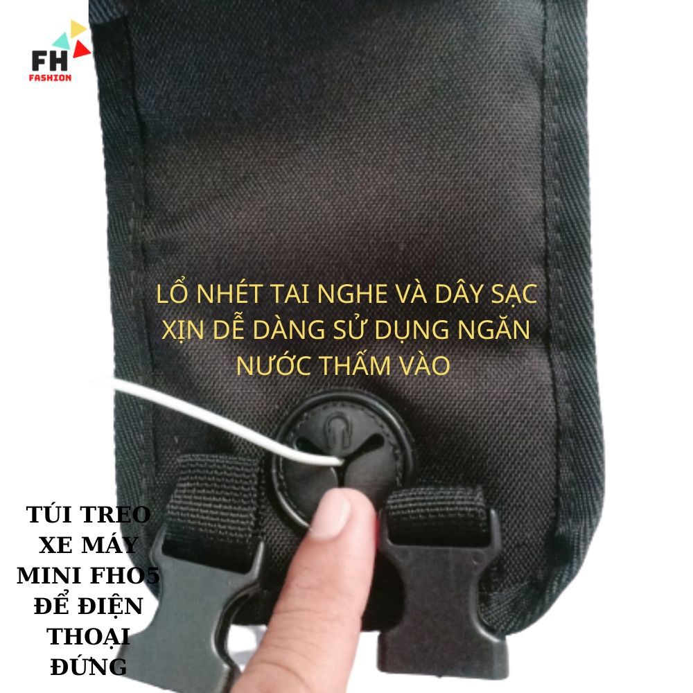 Túi Treo Xe Máy MiNi FH05 Để Điện Thoại Đứng Chất Liệu Vải Bố Có Lổ Phon