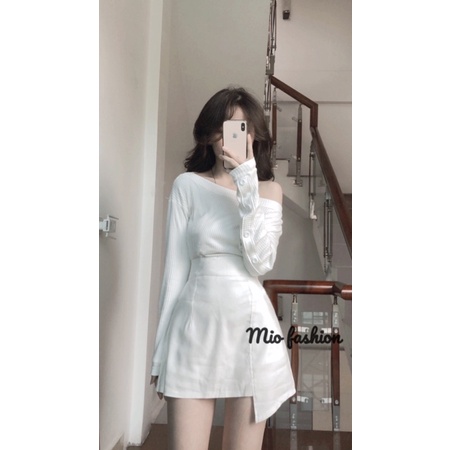 áo len trễ vai tay phối cúc (ảnh thật shop chụp) | BigBuy360 - bigbuy360.vn