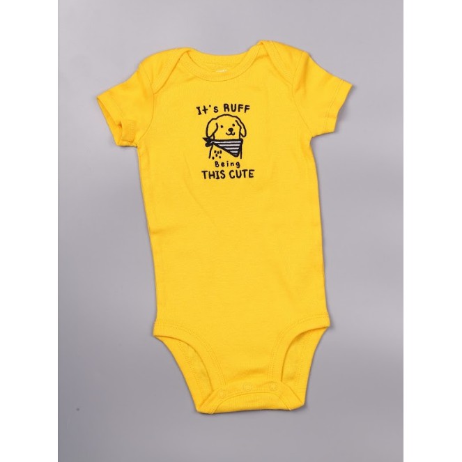 Bodysuit cho bé ngắn tay mầu vàng chất liệu cotton từ 0-24 tháng ❤1H464710b