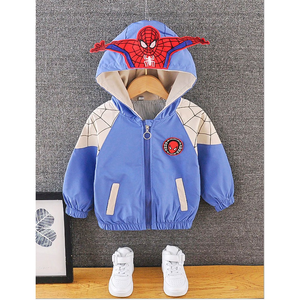 💖 ÁO TRẺ EM 💖 Áo khoác gió chống bám bẩn cho bé trai NGƯỜI NHỆN Spiderman mạnh mẽ 7-25kg