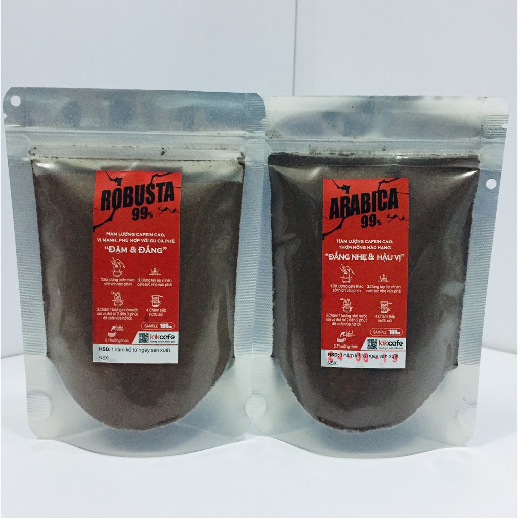 Combo 100gr Arabica & 100gr Robusta Nguyên Chất - Lakcafe Với Bí Quyết Nông Dân Dak Nông - Làm Quen Hương Vị | BigBuy360 - bigbuy360.vn