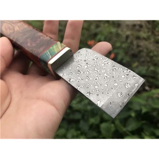 Dao chặt da thủ công handmade thép Damascus