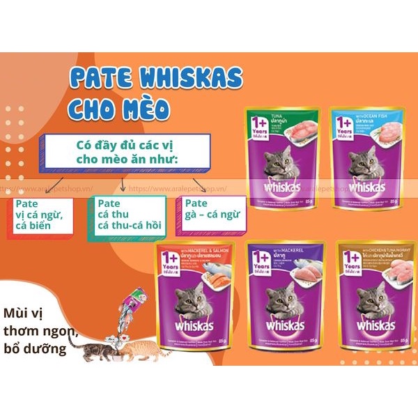 Đồ ăn Pate mèo whiskas 80g pate dành cho thú cưng pet mèo mọi lứa tuổi - Tutu pet shop