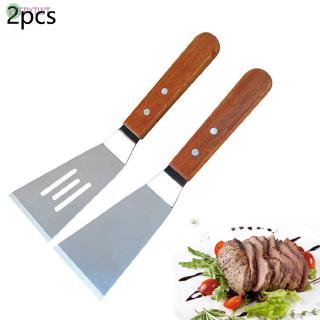 Set 2 Xẻng Xúc Bánh Bằng Thép Không Gỉ Cán Gỗ Tiện Dụng