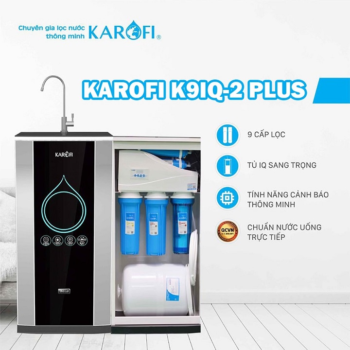 Máy lọc nước RO Karofi K9IQ-2 Plus (9 cấp lọc - Lõi Hydrogen)