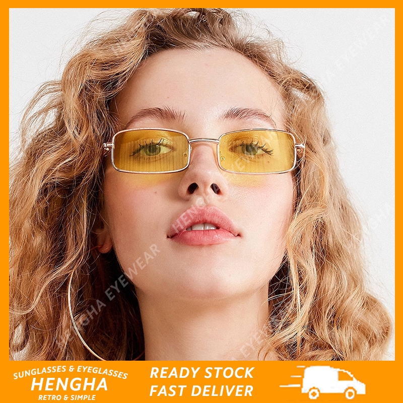 【HENGHA】【READY STOCK】Korean Design Retro Candy Color Small Metal Frame Sunglasses Women/Men