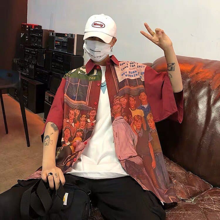 Sơ mi họa tiết retro style Hồng Kông