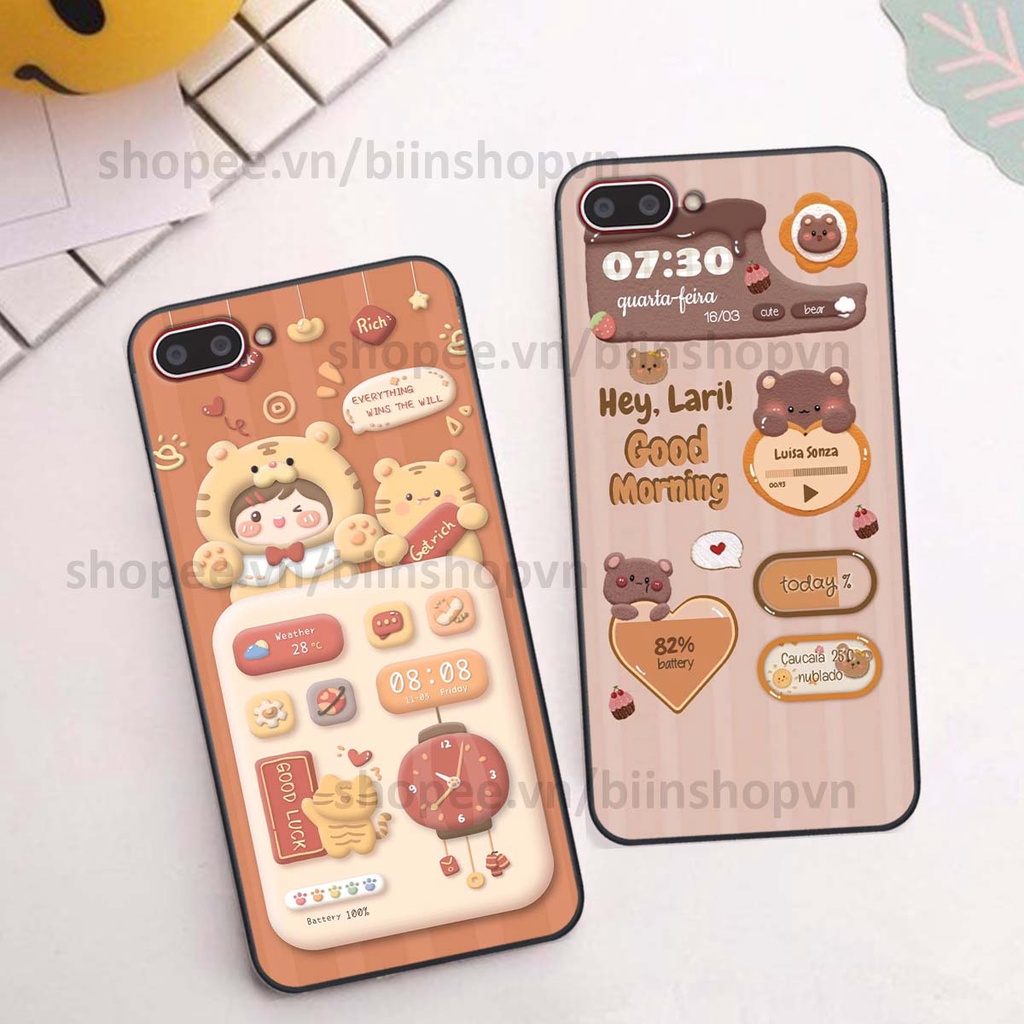 Ốp Oppo A3s / A1k in 3D icon gấu nổi siêu xinh, siêu đáng yêu, cá tính phong cách