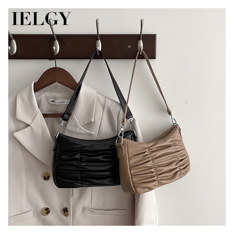 Túi Đeo Vai / Kẹp Nách 2 Ngăn Màu Trắng Phối Dây Xích Thời Trang Cho Nữ IELGY