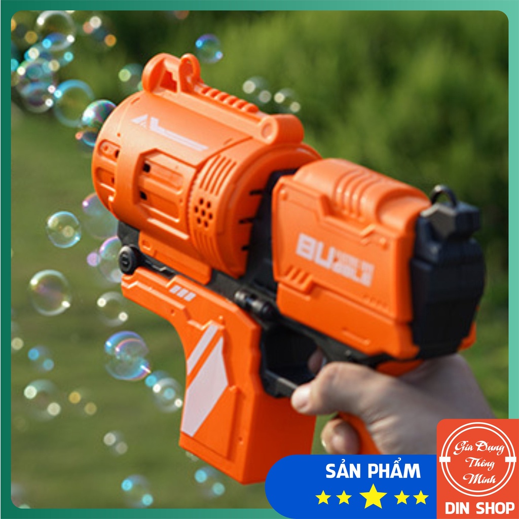 Súng Thổi Bong Bóng Tự Động 👑CỠ BỰ👑 Súng 5 Nòng Bắn/Phun Bong Bóng Tự Động Kèm Xà Phòng Có Đèn Có Nhạc