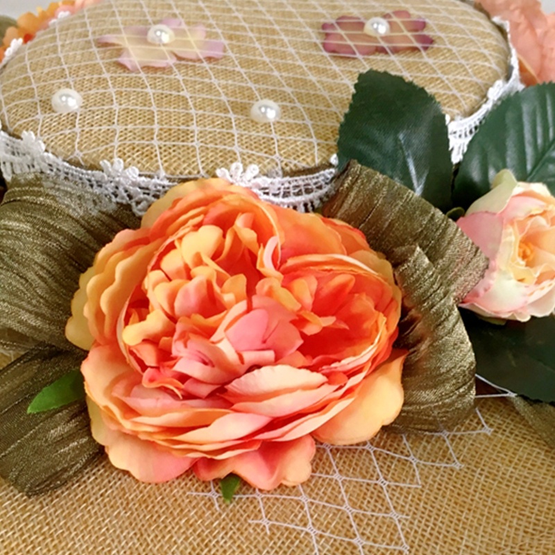 Mũ Chống Nắng Phẳng Đính Hoa Thủ Công Phong Cách Lolita Cho Nữ