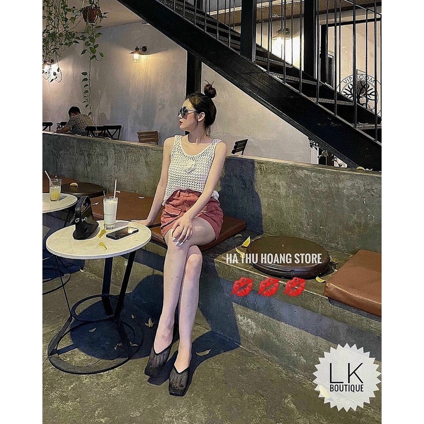 Áo len nữ sát nách lưới hoa hồng hàng Quảng Châu l1