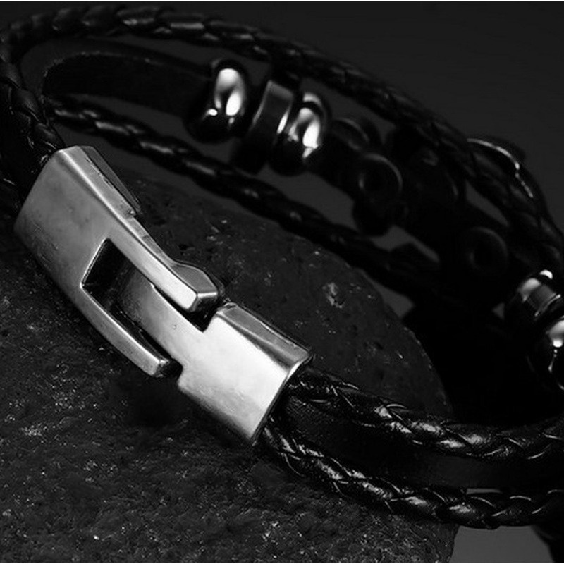 Vòng Tay Da Mặt Hình Mỏ Neo Phong Cách Vintage Cho Nam Giới