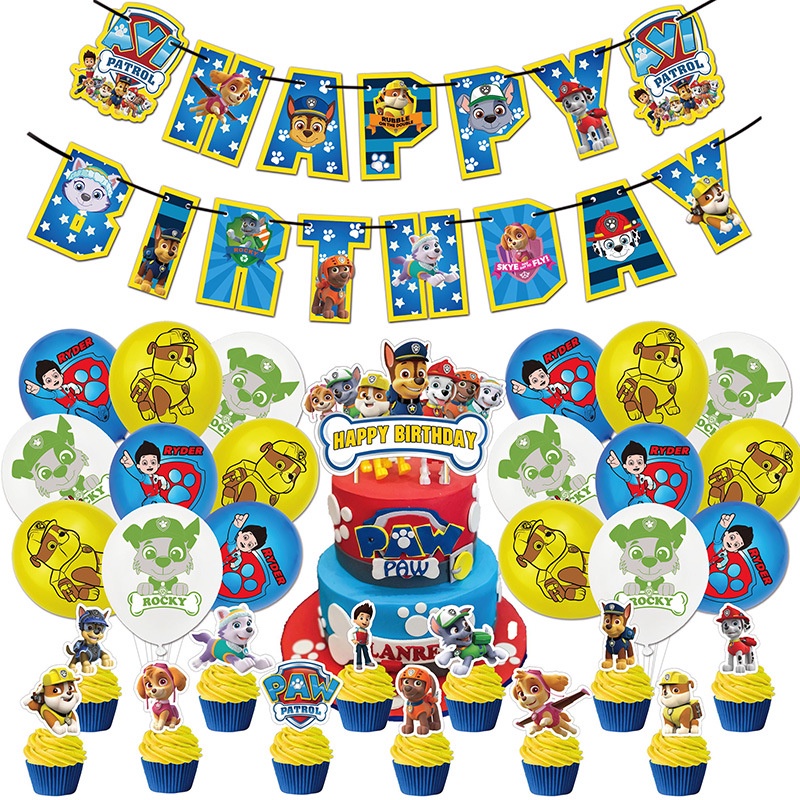 Bộ Bong Bóng Họa Tiết Hoạt Hình PAW Patrol Trang Trí Tiệc Sinh Nhật Cho Bé