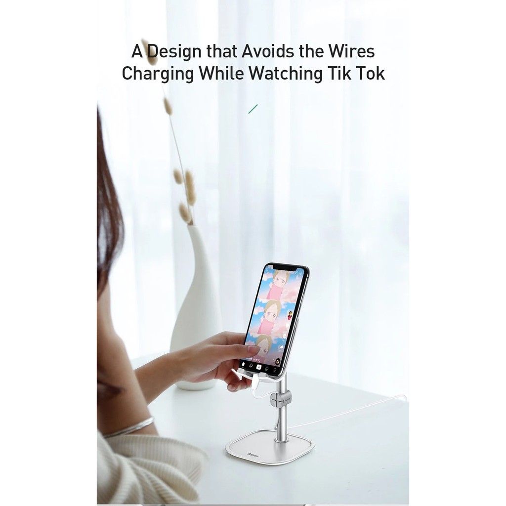 Giá đỡ điện thoại và máy tính bảng 7inch có thể kéo dài hợp kim tích hợp kẹp dây sạc CHÍNH HÃNG BASEUS