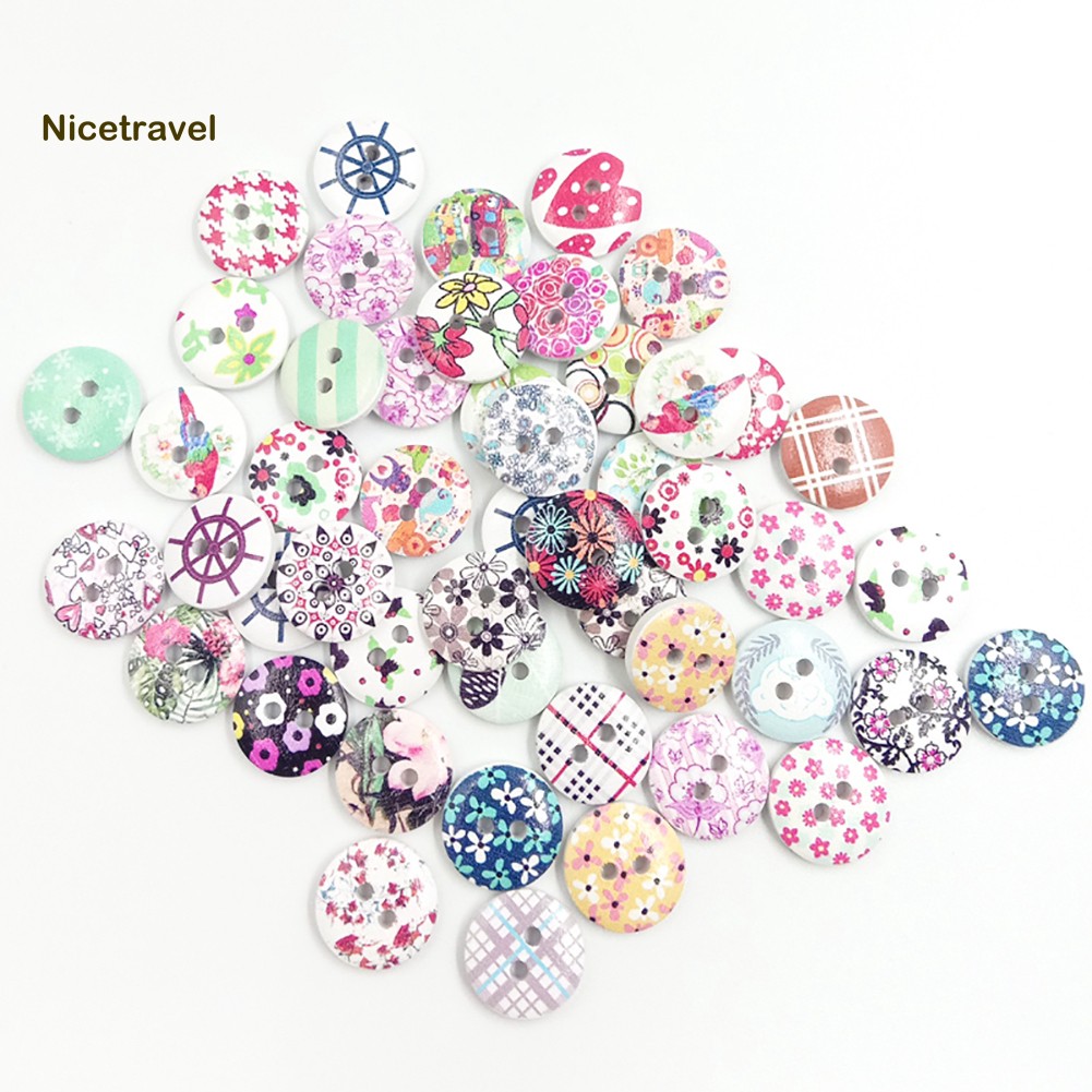 【 Set 100 Nút Gỗ Hình Bông Hoa Trang Trí Thủ Công DIY