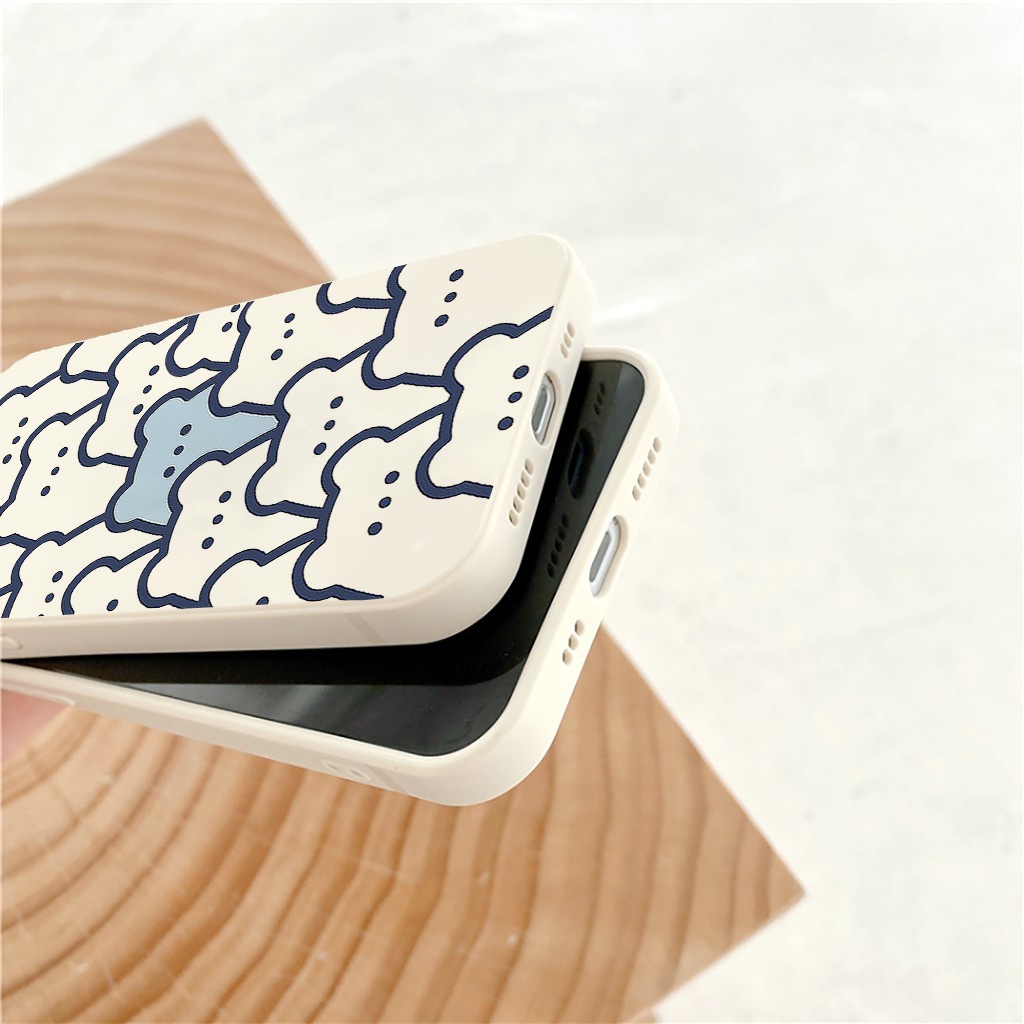 Ốp lưng iphone cạnh vuông Gấu chibi xanh trắng cho 6/6s/6splus/7/7plus/8/8plus/x//xs/11/12/pro/max/plus/promax e182