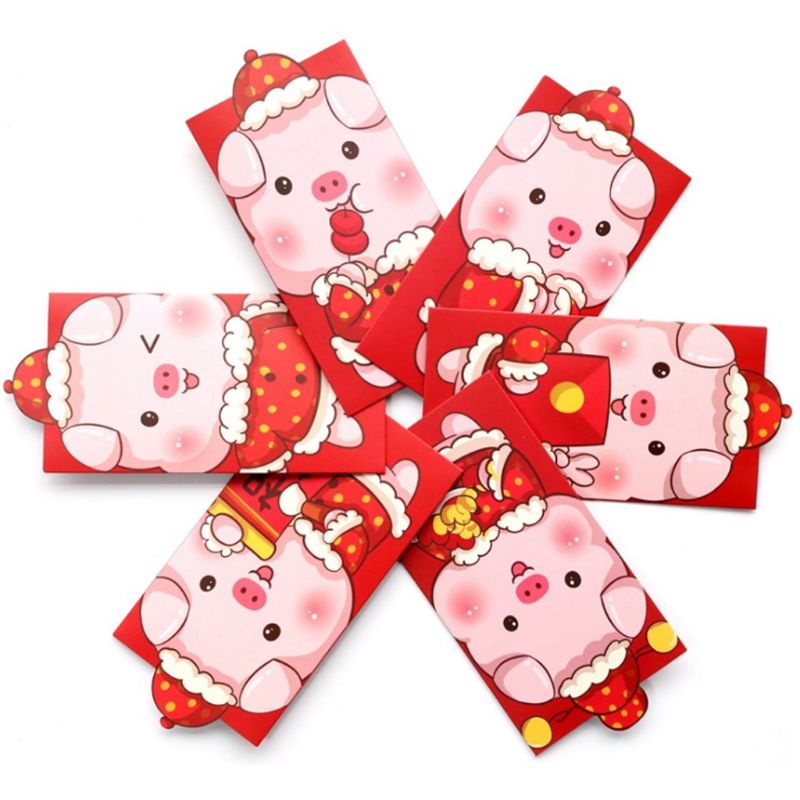 Qj Set 6 Bao Lì Xì Đỏ Phong Cách Trung Hoa Truyền Thống Hongbao Làm Quà Tặng