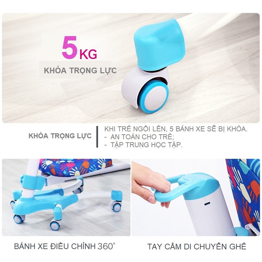 Ghế Học Sinh Thông Minh Chống Gù Chống Cận KAISER C1C Xanh Dương - Ghế Điều Chỉnh Độ Cao Của Học Sinh