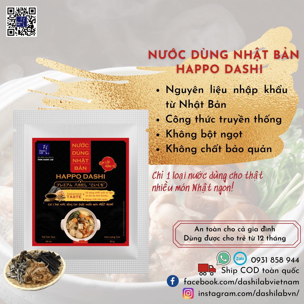 Nước Dùng Happo Dashi Nhật Bản Cao Cấp (Vị đậm) - Dashi Lab - 80g/gói