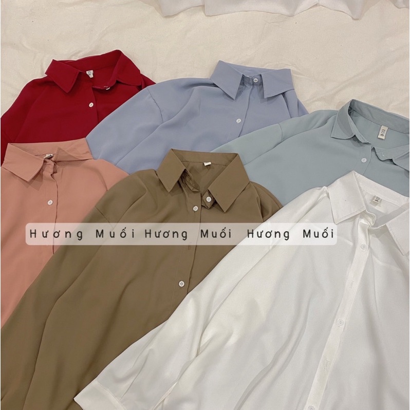 [Mã FAMARAL1 giảm 10K đơn 50K] Áo sơ mi lụa trơn basic - áo sơ mi oversize nhiều màu