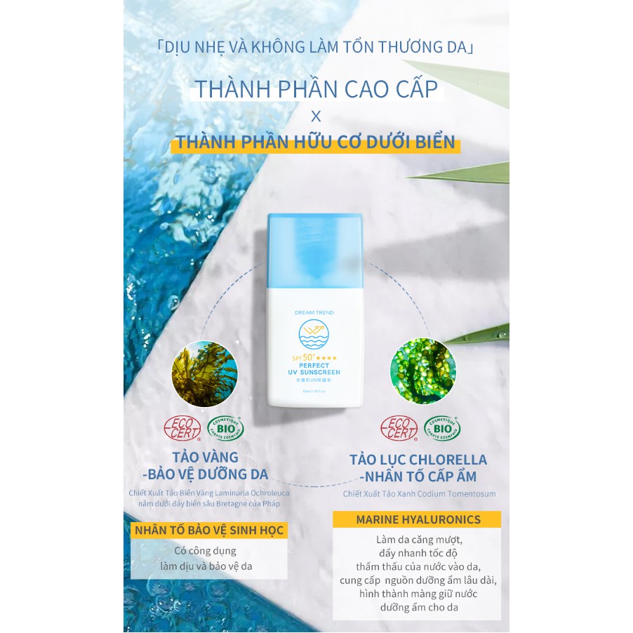 DREAMTREND KEM CHỐNG NẮNG BẢO VỆ TOÀN DIỆN CHỐNG TIA UV SPF 50+【THÂN THIỆN VỚI ĐẠI DƯƠNG】