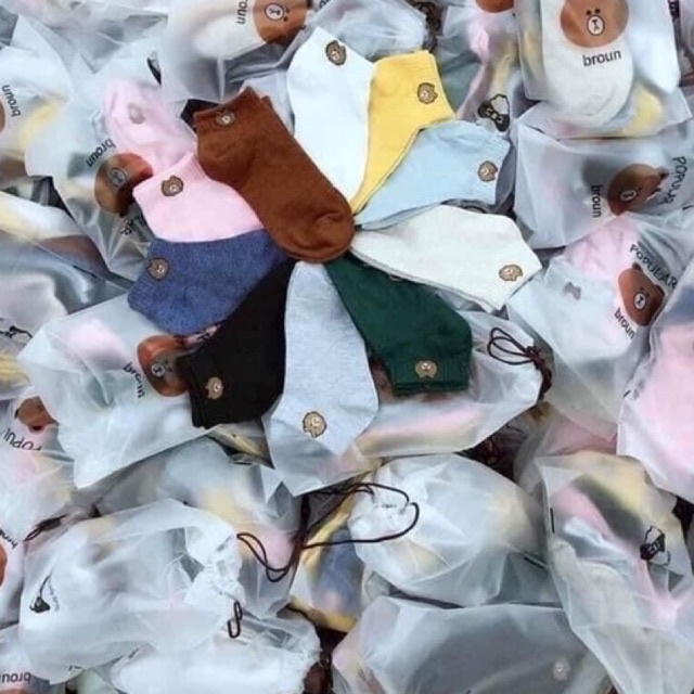 Tất gấu 1 túi 10đôi 10 màu Túi tất gấu QC