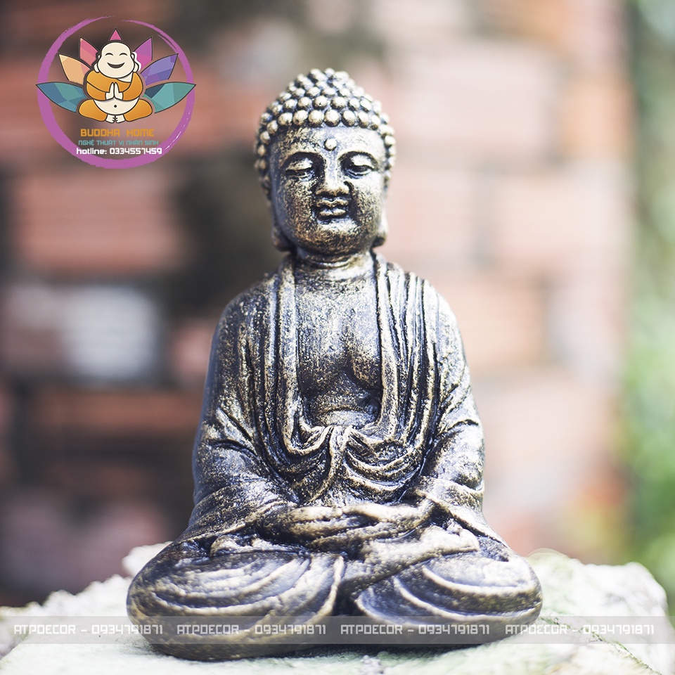 🌺Tượng Đá Phật Thích Ca- Đá Xám - Trang Trí Hồ Thủy Sinh  - Cao 16cm