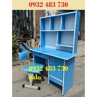 Bàn học sinh liền kệ giá rẻ rộng 1m cao 1m45 sâu 45 màu xanh dương_freeship