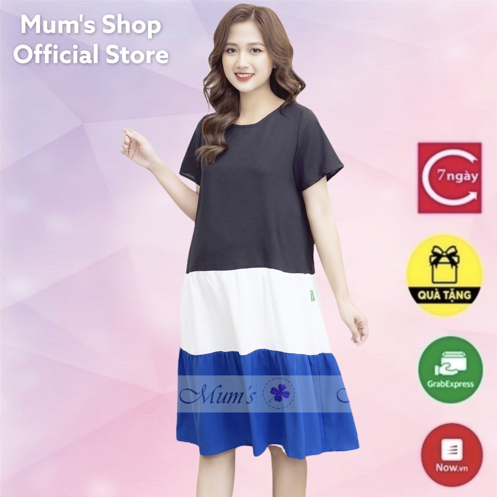 Đầm bầu 😍 FREESHIP 😍 váy voan đen pha xanh trắng