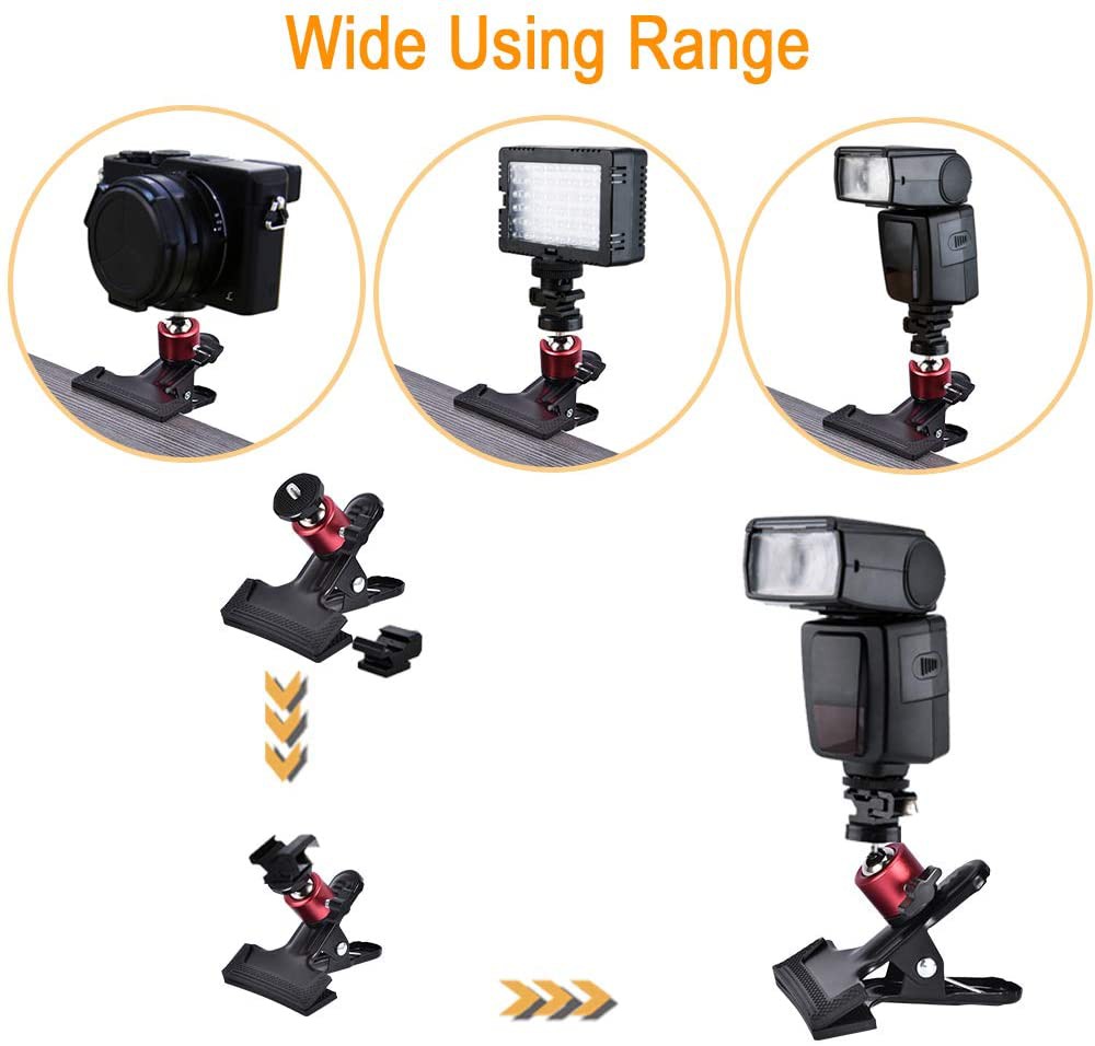 Kẹp giữ tấm hắt sáng đèn flash LAMMCOU vít 1/4 inch xoay 360 độ tiện dụng cho studio SLR