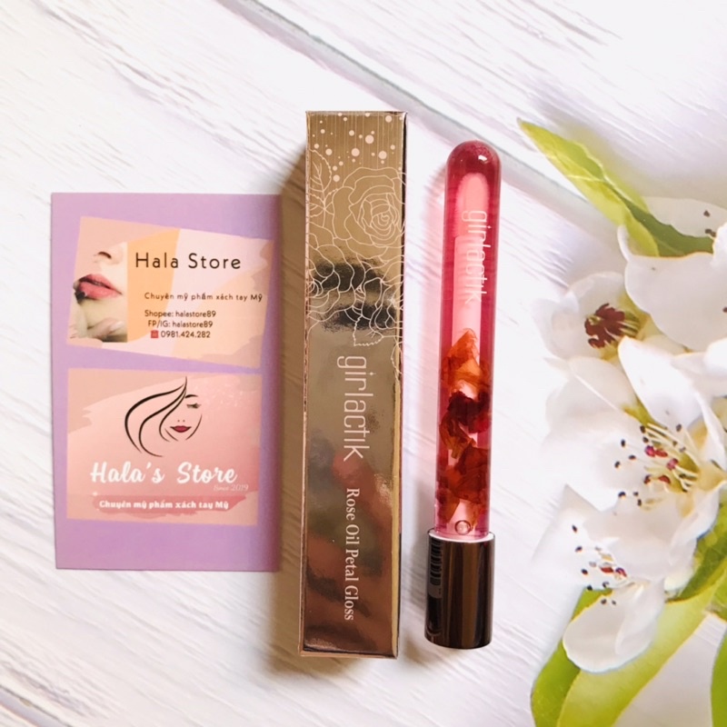 Son bóng dưỡng môi từ hoa hồng Girlactik NEW Rose Oil Petal Gloss