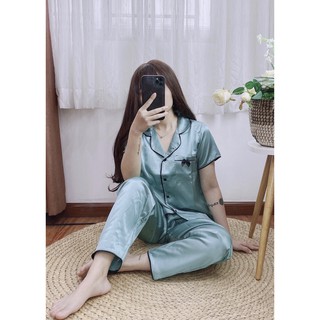 Bộ Lụa Nơ Trơn Ngắn Tay Quần Quần Dài.
