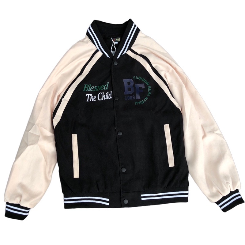 Áo bomber nữ hai lớp phom rộng chất liệu nhung tăm BF