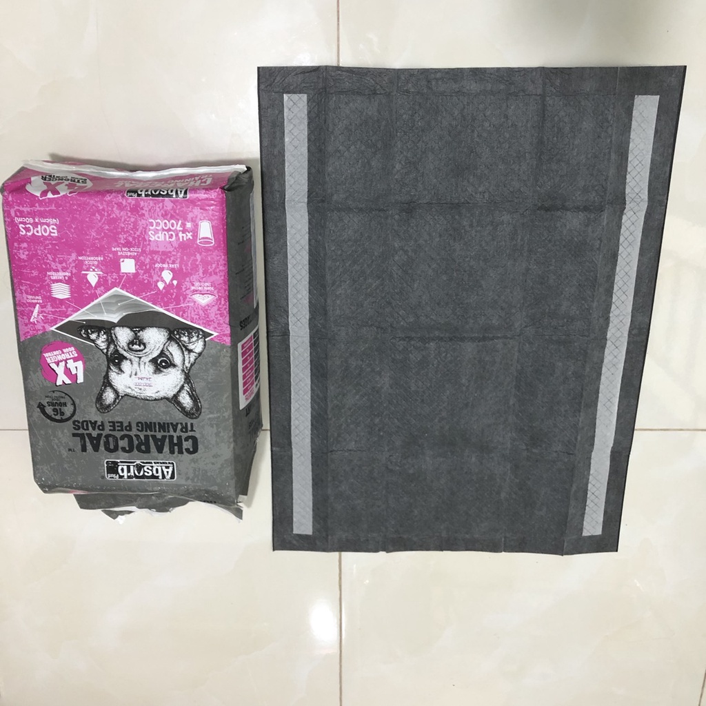 Tấm lót vệ sinh, khử mùi 96 giờ than hoạt tính CHARCOAL dành cho thú cưng size M (45x60cm) - lẻ 1 miếng