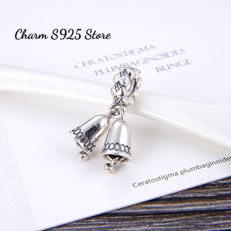 CHARM PAN ALE TREO 2 QUẢ CHUÔNG BẠC S925 HÀNG CAO CẤP