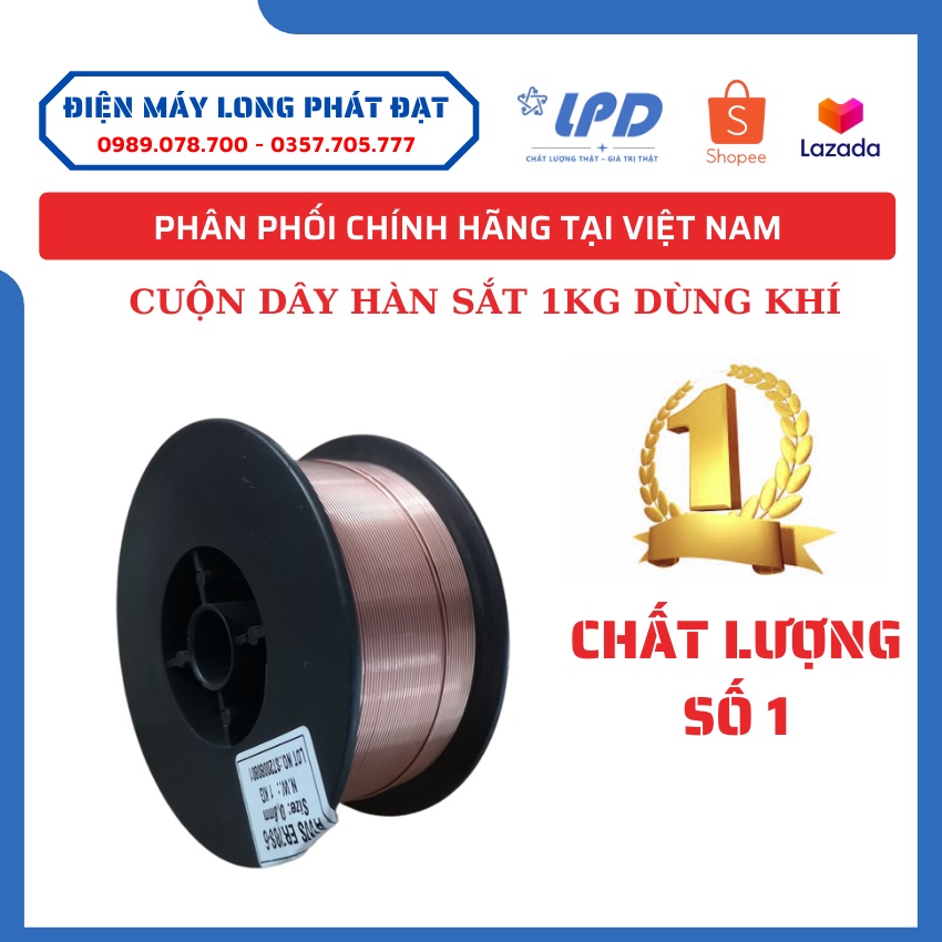 Cuộn dây hàn MIG 1kg dùng khí dây hàn sắt tặng kèm 2 bép hàn