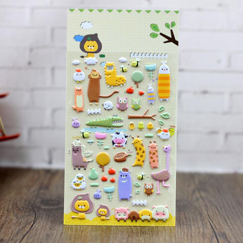 Set 3 Miếng Dán Hình Động Vật 3d Dễ Thương Cho Bé