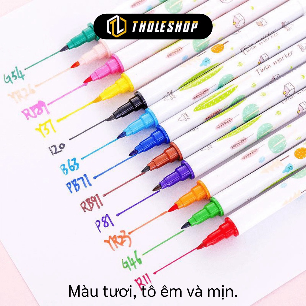 [SGD] Bút Màu Nước - Bộ 24 Bút Lông 2 Đầu, Tô Màu Vẽ Tranh Nhiều Màu Cho Bé Vẽ, Highlight 6351