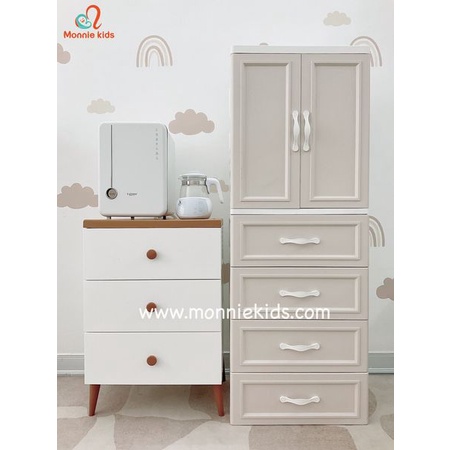 Tủ nhựa ngăn kéo MONMON 3 tầng, tủ đựng quần áo đồ dùng trẻ em 85x40x58cm - Monnie Kids