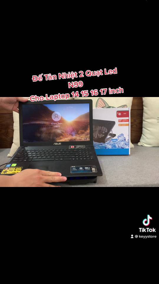❤️KeyyStore❤️ Đế tản nhiệt Laptop 14 15 16 17 inch Cooling Pad N99 - 2 quạt đèn led có nấc nâng lên hạ xuống cho laptop | BigBuy360 - bigbuy360.vn