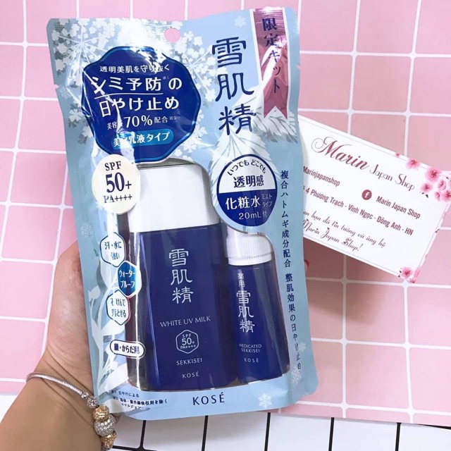 (Hàng chuẩn,đủ bill) Kem chống nắng KOSE MILK và KOSE GEL  White UV Sekkisei kose