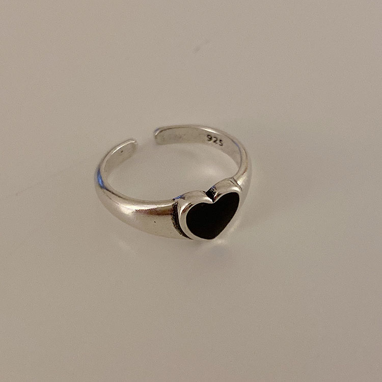 Black Love Simple Fashion Ring Accessories Open Retro