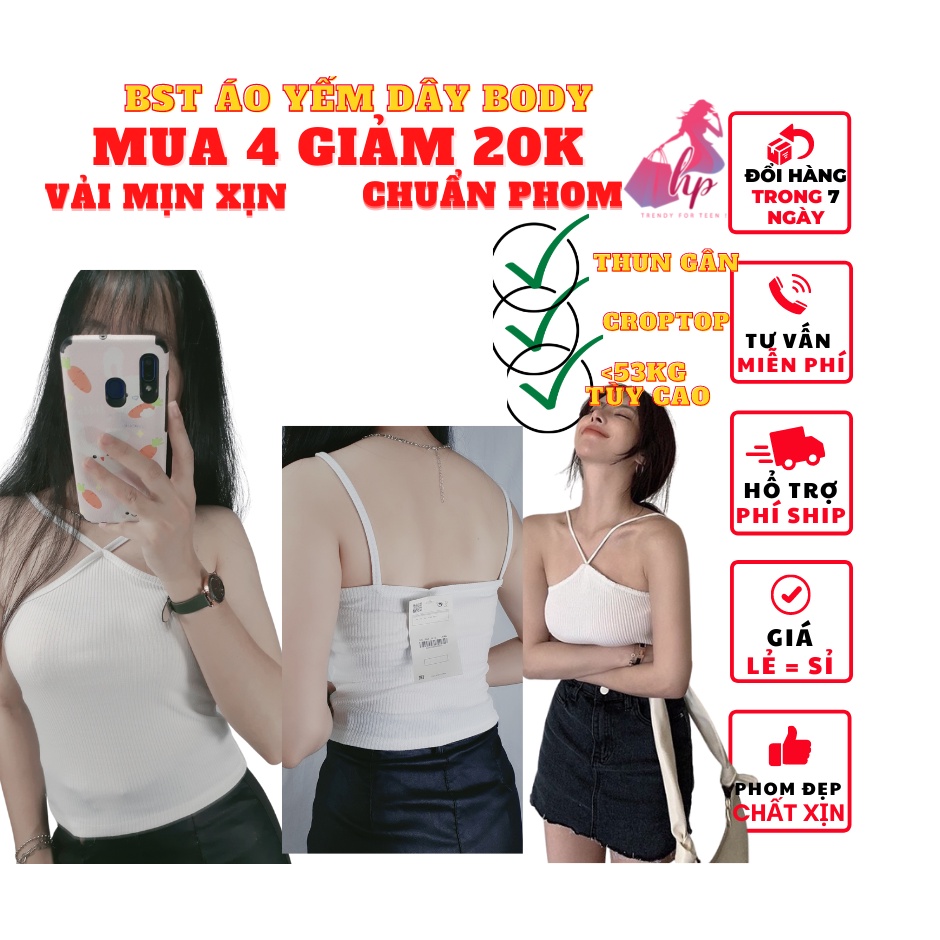 Áo 2 dây nữ chéo cổ croptop đẹp ôm body thun gân màu trắng đen  cực dễ thương mẫu mới thời trang hàn -A8...